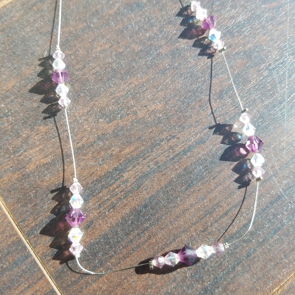 Swarovski Purple Diamond Crystals Beads Necklace - Picture 13 of 14